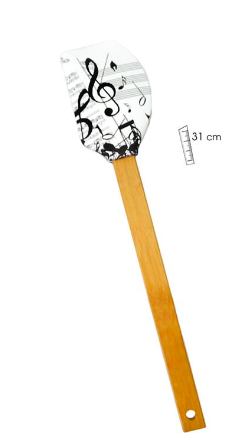 Silicone Spatula White with Black Notes/Clefs