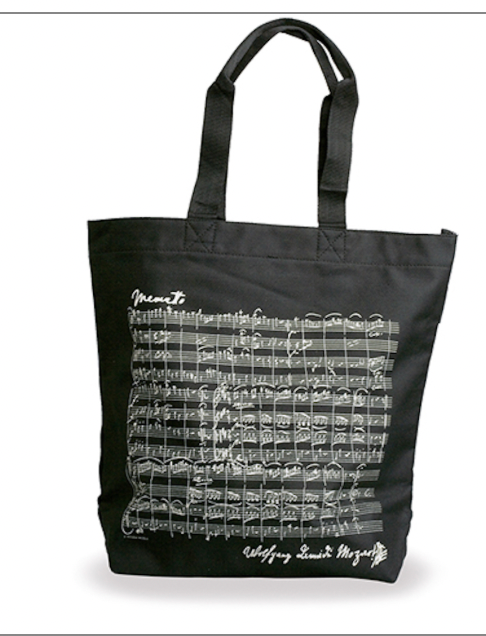 Tote Bag Black with White Mozart Original Manuscript Score