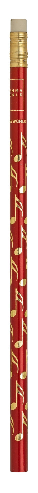 Music Pencil Red with Gold Semiquavers