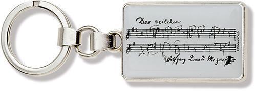 Mozarts Manuscript Keyring White Background Black Print