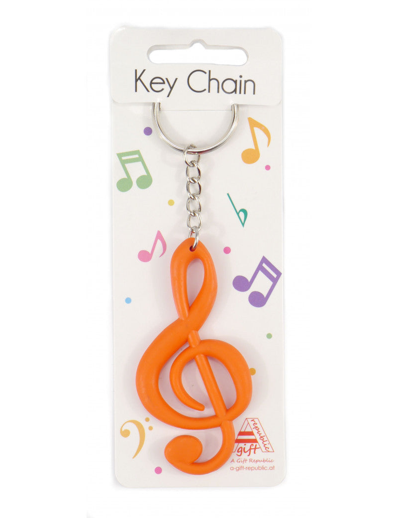 Treble Clef Rubber Keyring Red