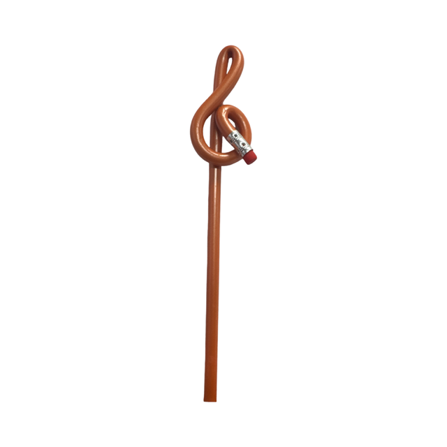 Bentcil Treble Clef Pencil Orange with Eraser