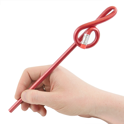 Bentcil Treble Clef Pencil Red with Eraser