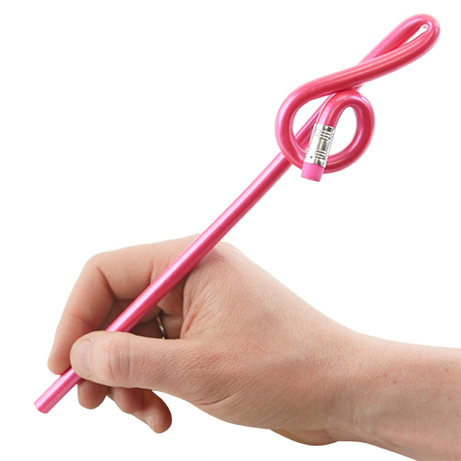 Bentcil Treble Clef Pencil Pink with Eraser