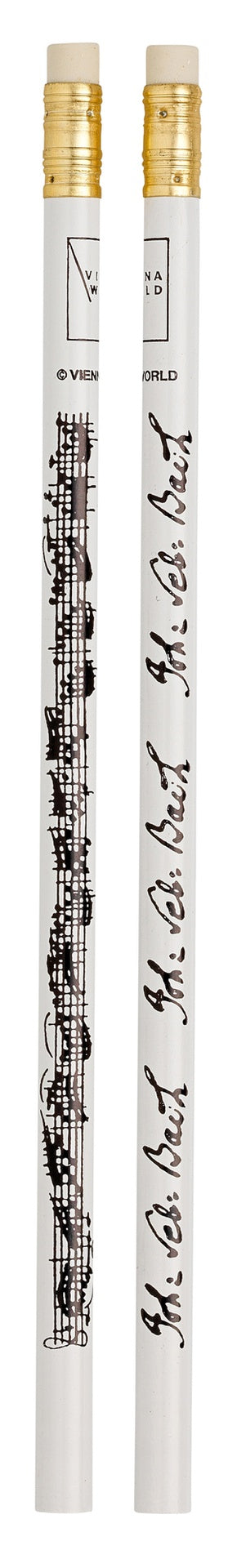 Bach Manuscript Pencil White with Black Print and Eraser