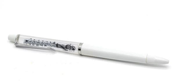 Ballpoint Pen White with Manuscript and Keyboard Black Ink